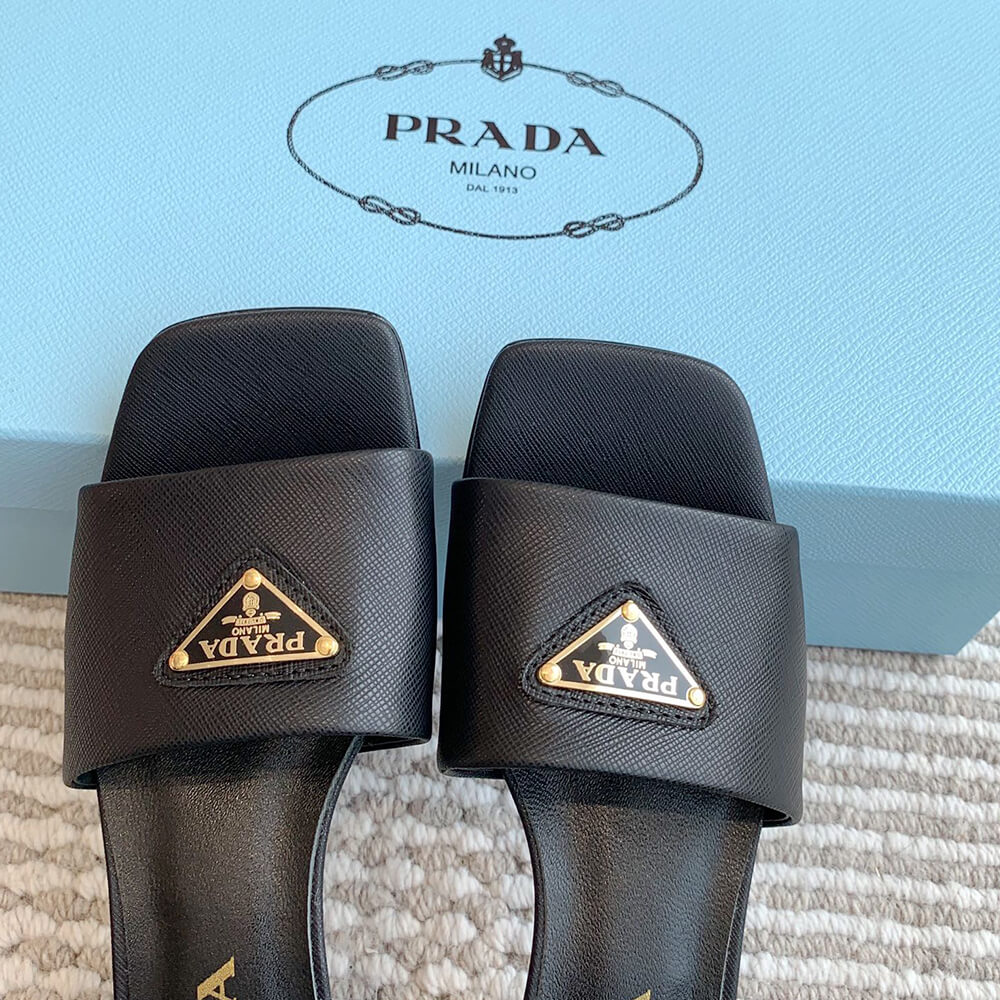 Pra*a Saffiano patent leather sandals