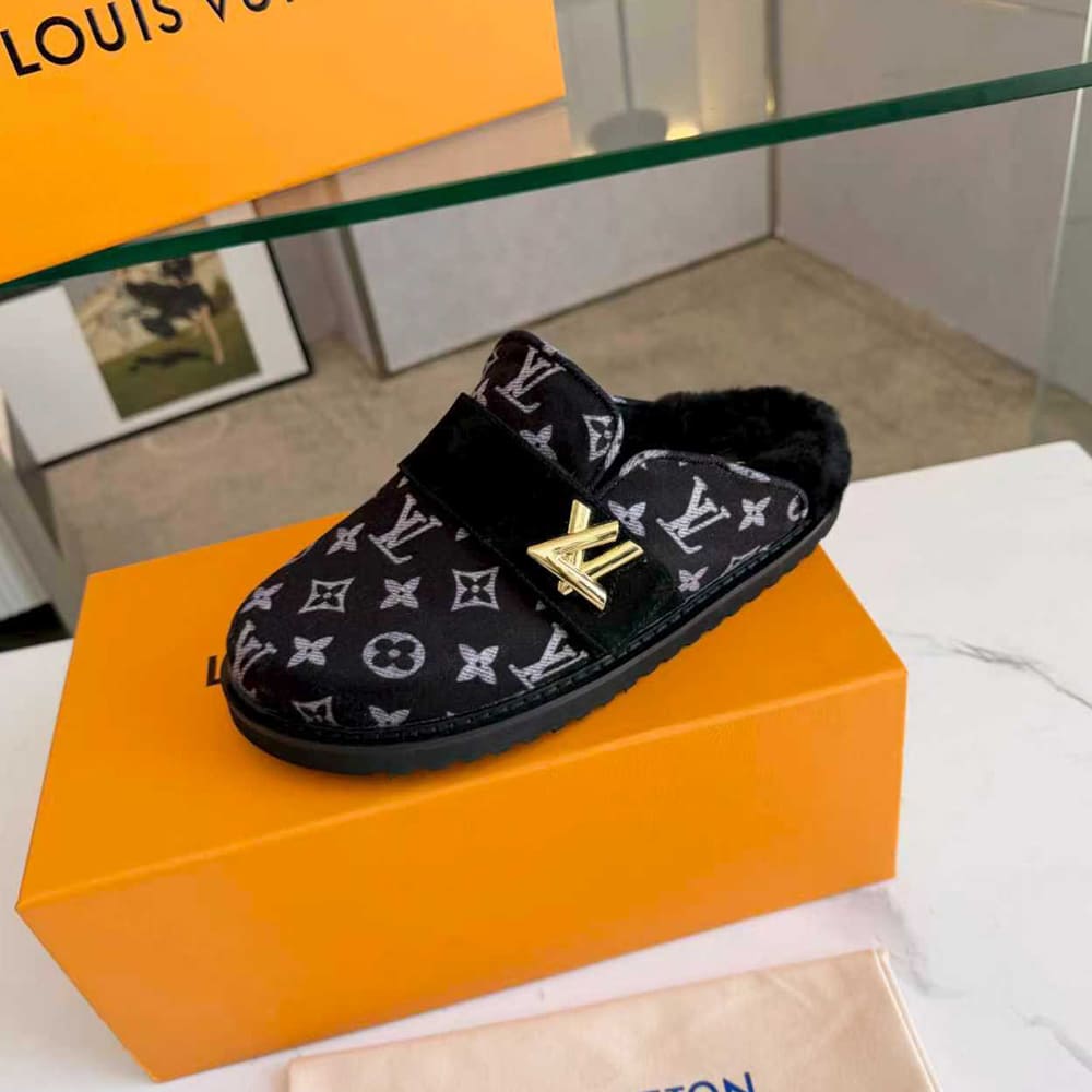 LV Monogram Wool Mules